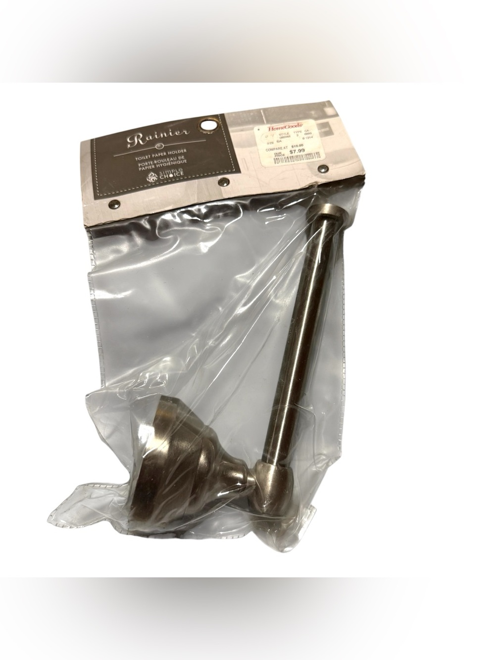 Rainier Silver Tone Toliet Paper Holder #1002 Round Single Post Simple Satin